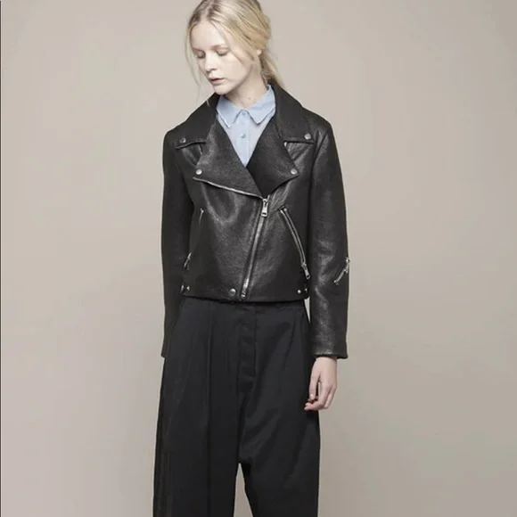Acne Studios Black Leather Rita Jacket size 34 - Picture 11 of 15